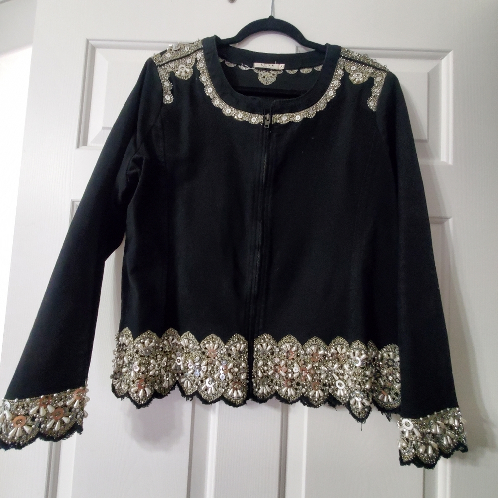Moda Luxe Suede Beaded Jacket
